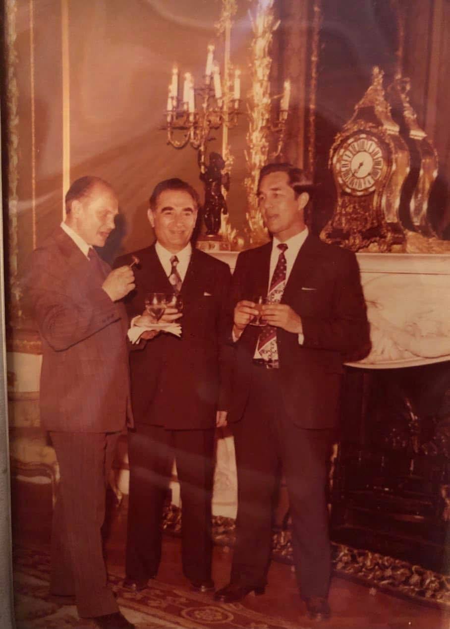 Three Soviet gas industry leaders at Windsor Castle, c. 1985–1986